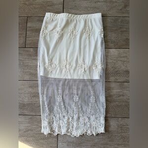 Pins & Needles Cream Lace Pencil Skirt